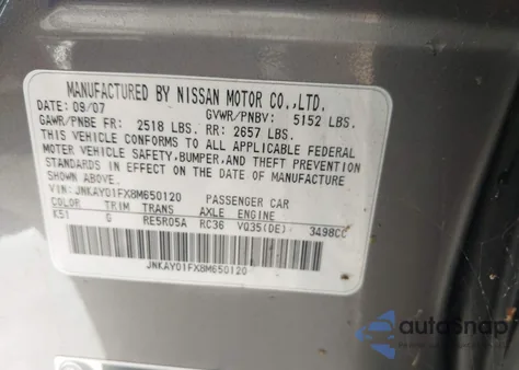 2008 Infiniti M35X из США, поврежденный, VIN JNKAY01FX8M650120